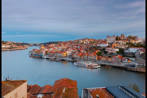 The Douro river running through Porto